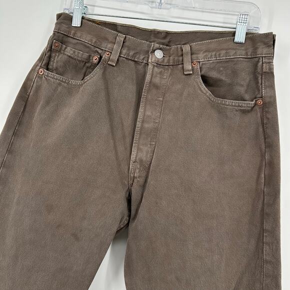 Vintage 90s Men's Levis 501 Button Fly Brown Denim Straight Leg Jeans (32x32.5) - Picture 3 of 10